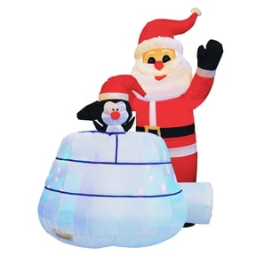 5 Ft Lighted Airblown - Penguin, Santa with Disco Lights