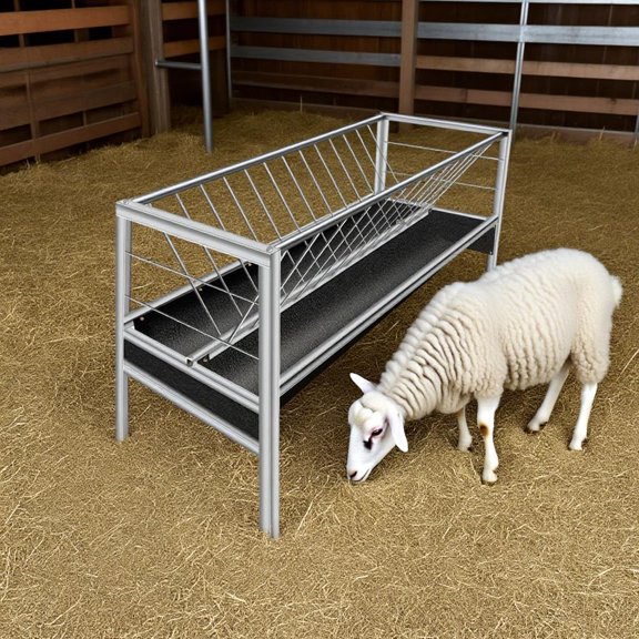 5 Ft Long Goat Hay Feeder, 88 Gallon Feeding Tray for Livestock Feeder, 2 in 1 Hay Feeder for Goats, Feeding Goats, Sheep and Ponies, for Farms, Sheep Sheds (Rubber)