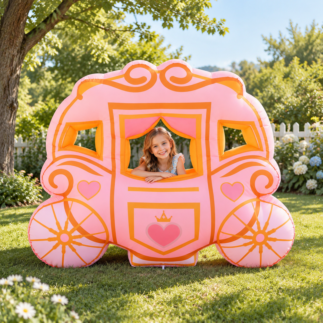 5 Ft Pink Princess Carriage Inflatable with Blower for Birthday Party ...