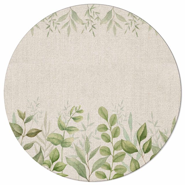 5 Ft Round Area Rug Mats for Living Room Spring Summer Botanical Leaves