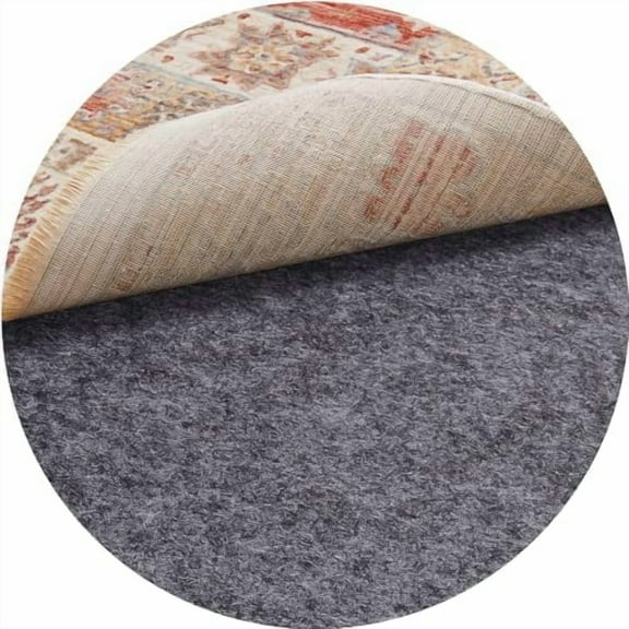 5 Ft Round Non Slip Cushioned Rug Pad Gripper, Felt and Silicone Backing, 1/4" Thick Carpet Liner for Hardwood Floors and Finishes, Under Area Rugs Anti Skid Mat, Keep Rugs Safe and in Place