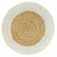 thumbnail image 1 of 5 Ft Round White & Natural Jute Area Rug, Hand-Woven, Reversible, Farmhouse Boho Style, Durable & Pet-Friendly Rug for Living Room, Dining Room, and Bedroom, 1 of 5