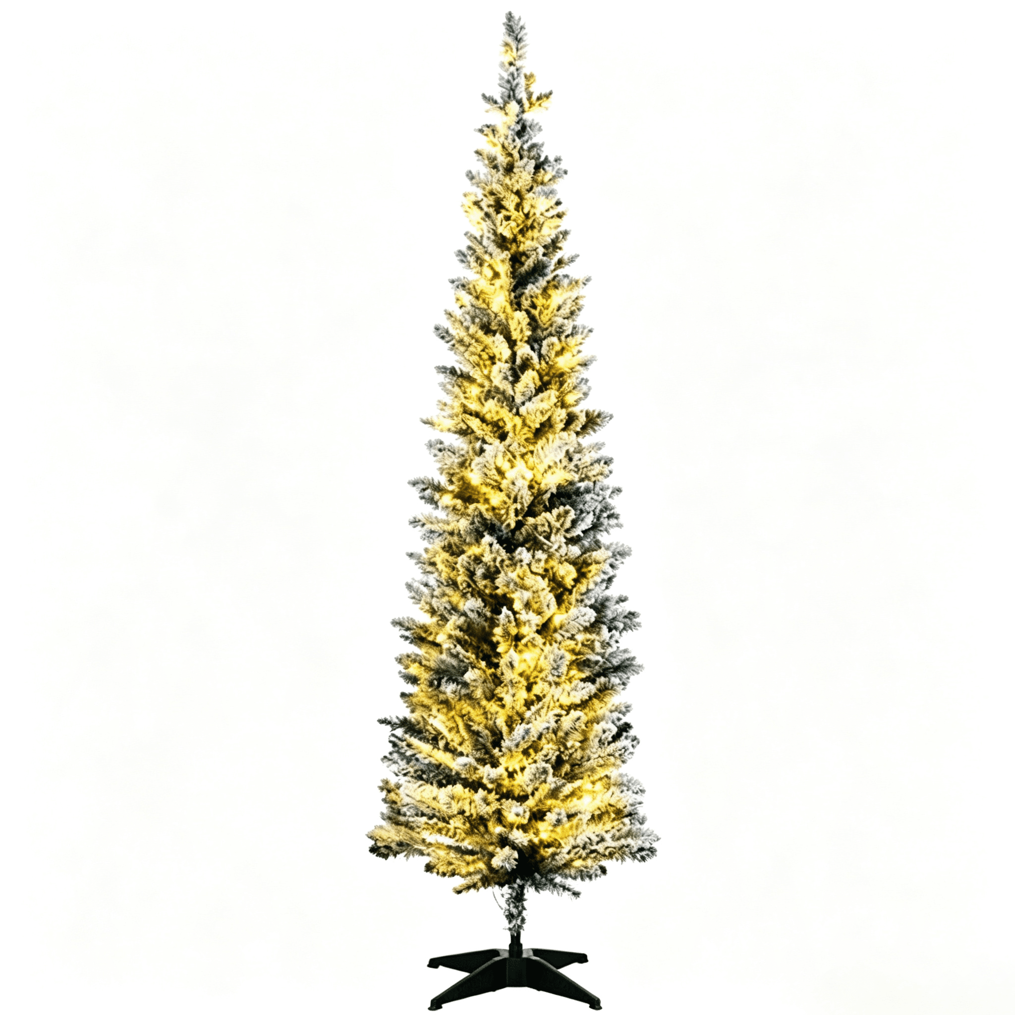5 Ft Slim Artificial Christmas Tree, Pencil Christmas Tree with Realistic Branches and Warm White LED Lights