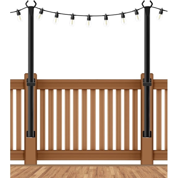 5 Ft String Light 2 Pack, String Light for Outside with Fixing Clips,Hanging Light for Deck Fence Garden Backyard Wall Bistro,Metal Poles for Outdoor String Lights