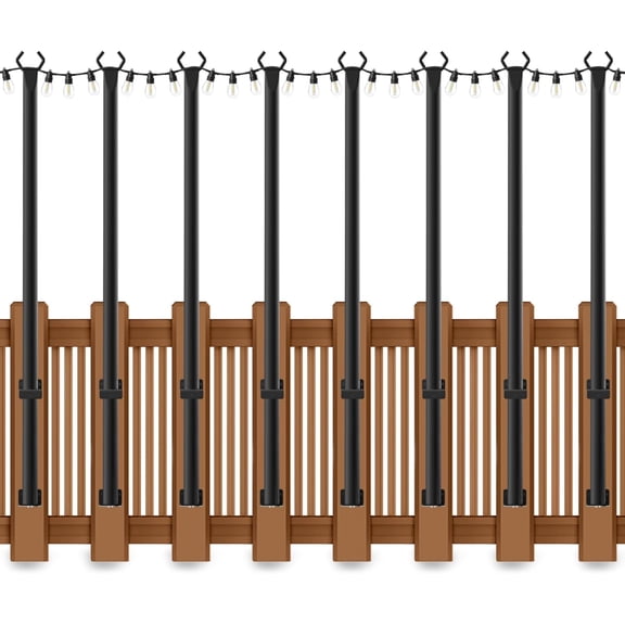 5 Ft String Light Poles 8 Pack, String Light Poles for Outside with Fixing Clips,Hanging Light Poles for Deck Fence Garden Backyard Wall Bistro,Metal Poles for Outdoor String Lights