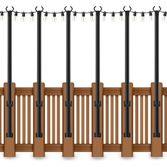 5 Ft String Light Poles, String Light Poles for Outside with Fixing Clips,Metal Poles for Outdoor String Lights, Hanging Light Poles for Deck Fence Garden Backyard Wall Bistro