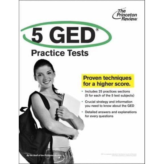 Pre-Owned The Princeton Review 5 GED Practice Tests (Paperback) 0375429565 9780375429569