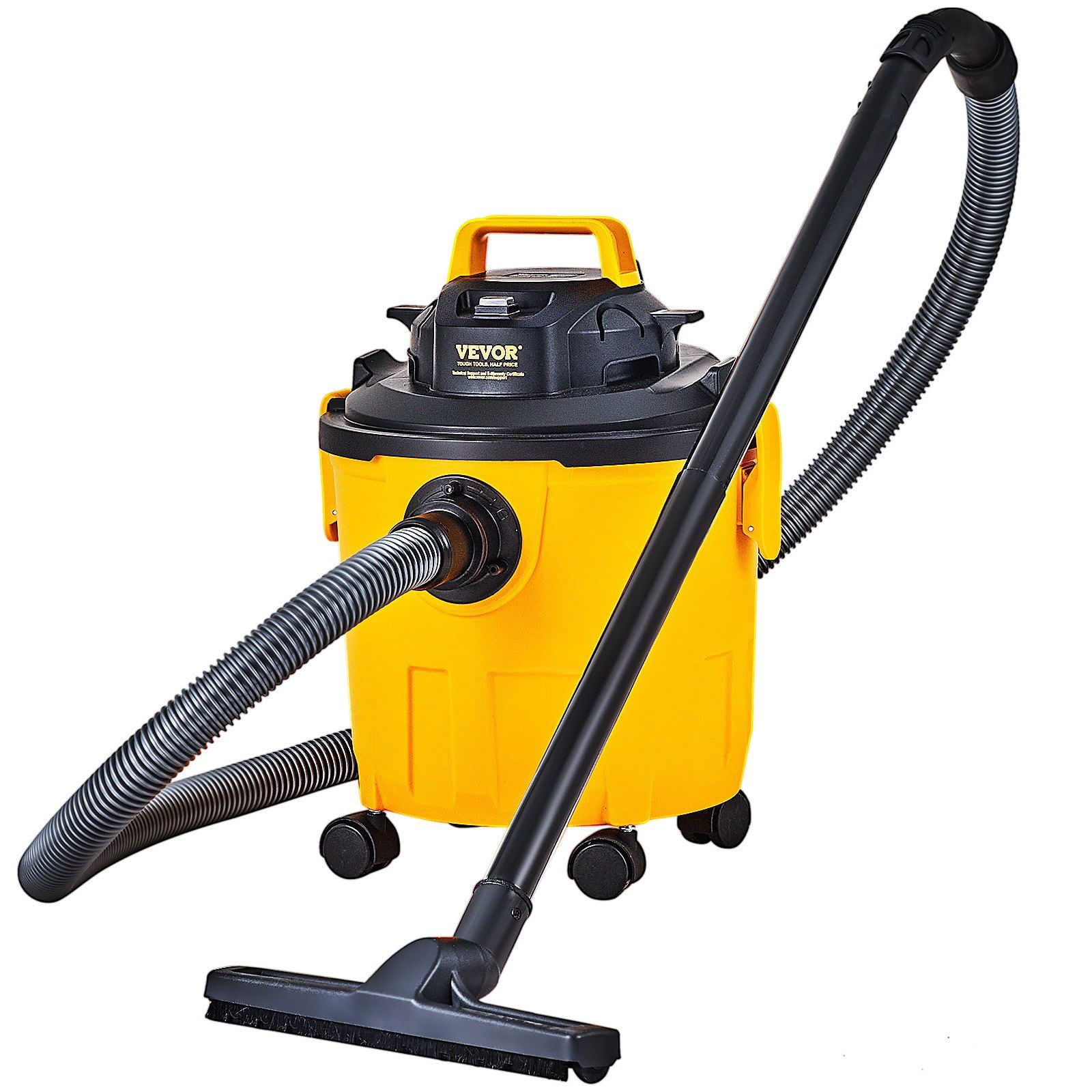 5 Gal 6HP Wet/Dry Shop Vacuum - Powerful Suction & Blower, 2-in-1 Nozzle for Carpet, Pet Hair, Car Cleaning - Compact & Portable