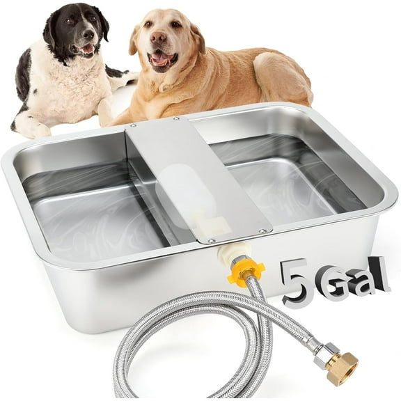 5 Gal Automatic Dog Water Dispenser for Large Dogs Stainless Steel Outdoor Water Bowl Large Breed Self Filling Dog Waterer Feeder for Dogs Cat Chicken Livestock