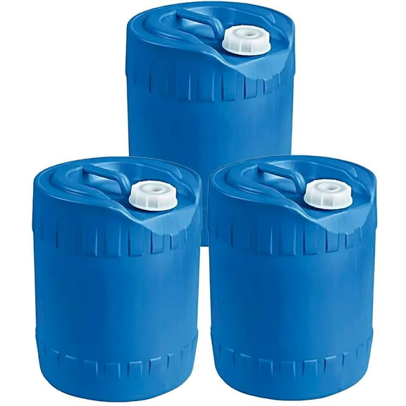 5 Gal Round HDPE Plastic Jug | Molded Handle | Blue | with Screw Cap | 3 Pack Free Shipping