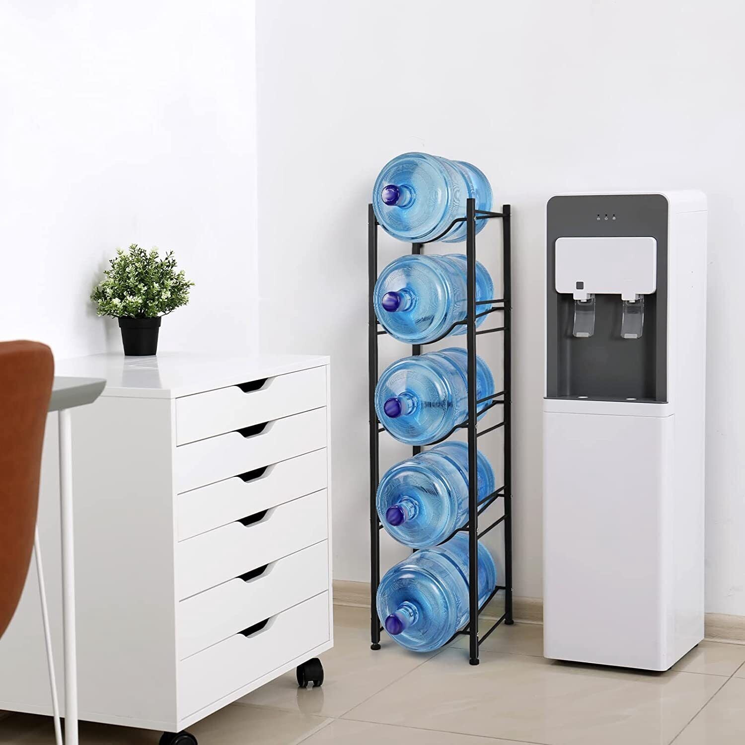 5 Gal Water Bottle Holder 5 Tier Water Cooler Jug Rack Shelf Organizer ...