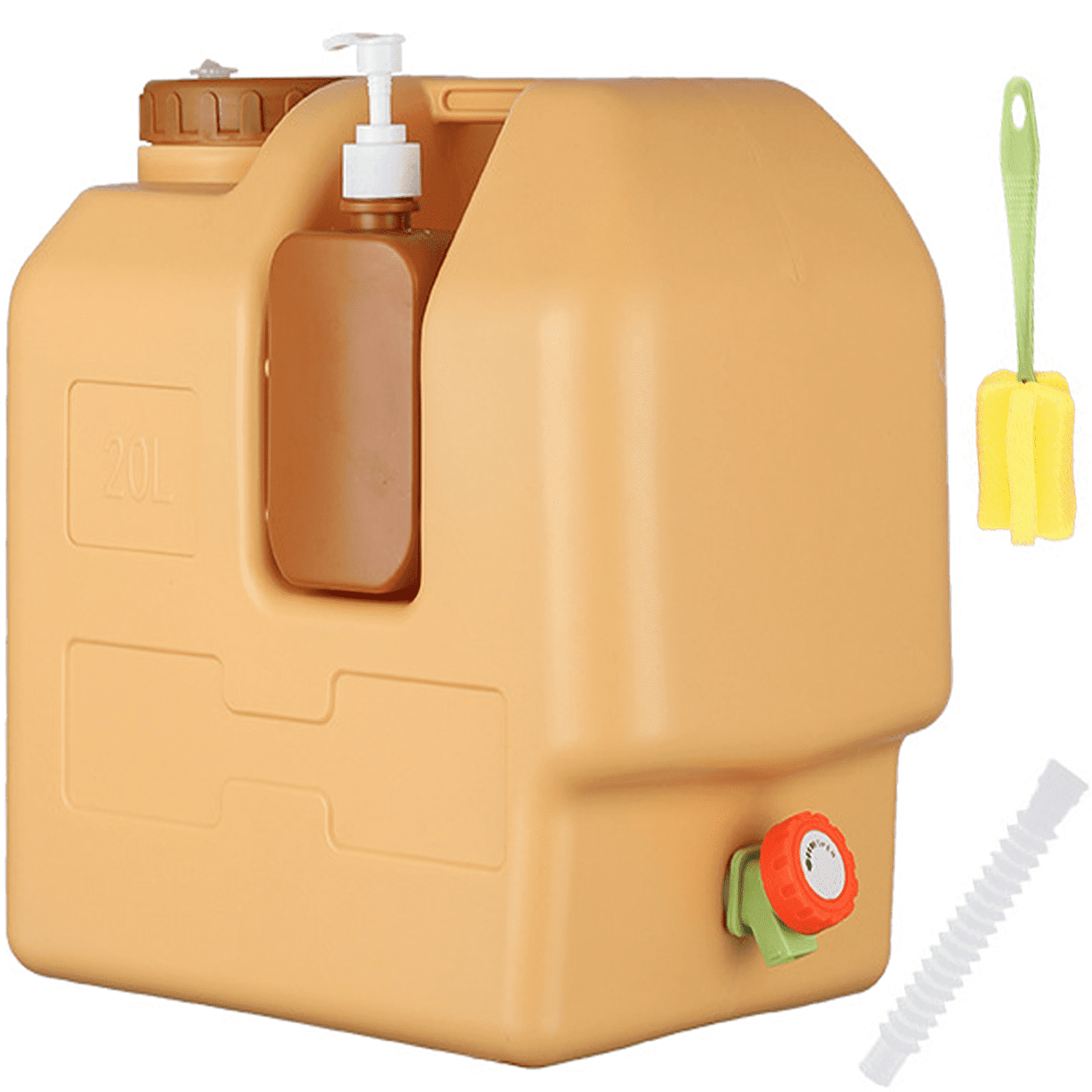 XEENSO 5 Gallon BPA-Free Extra Thick & Large Capacity Water Jug w/Spigot + Hand Sanitizer Bottle, Leak-Proof Heavy Duty Portable Container for Camping Hiking Picnic Emergency Use