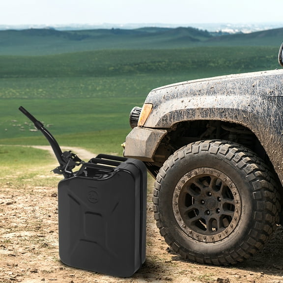 5 Gallon (20L) EPA Compliant Gas Can, Heavy-Duty Steel Gasoline Container with Flexible Spout & Safety Locking Pin, 0.6mm Cold-Rolled Plate, 3 Handles for Easy Transport, Black