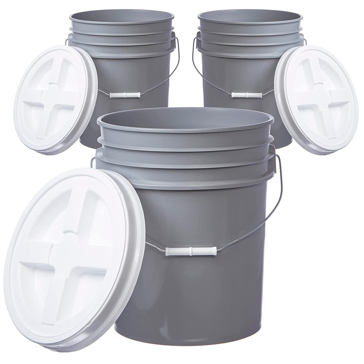 5 Gallon (3 Pack) Bucket Pail Container with Gamma Seal Lid, Food Grade