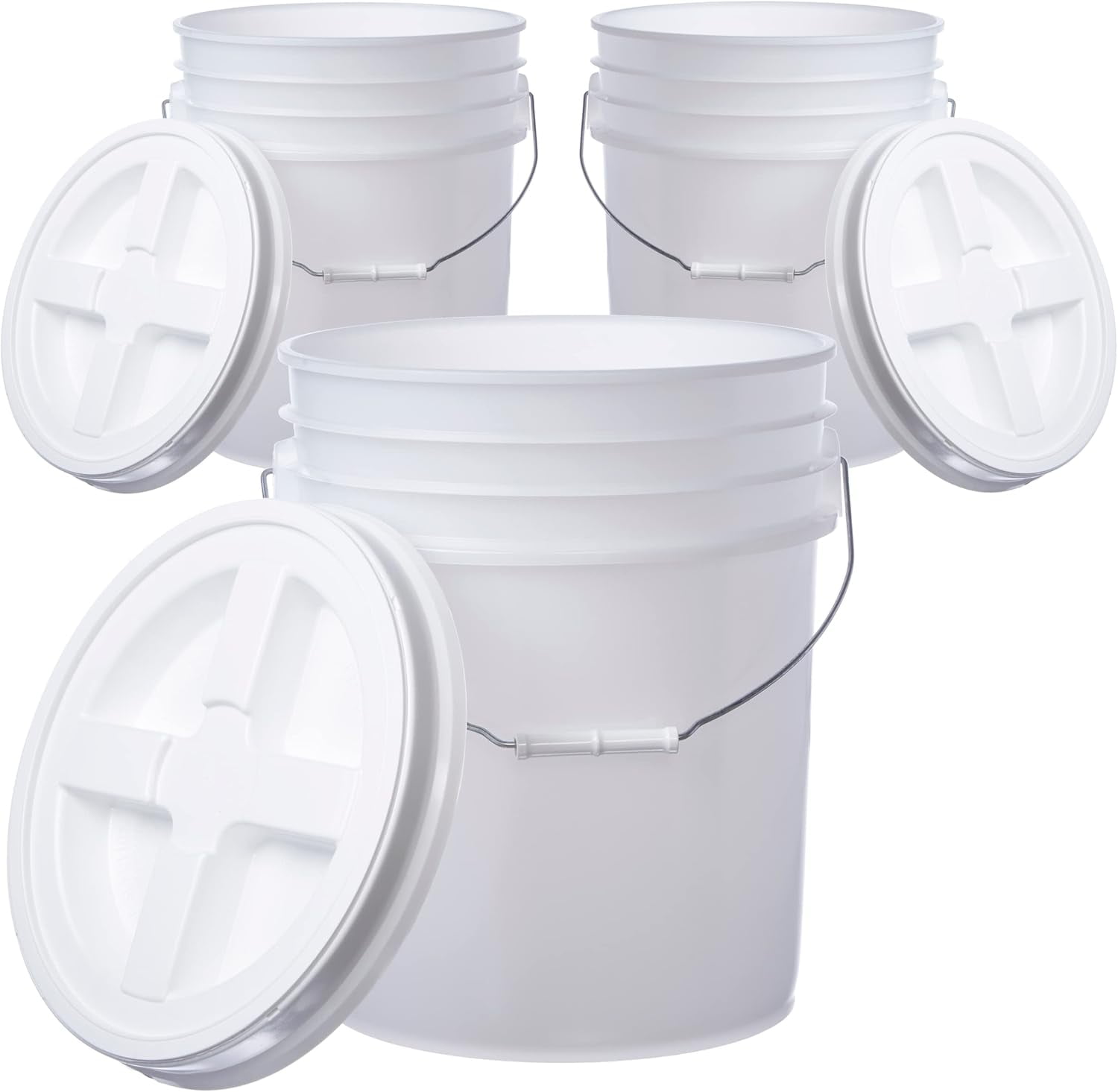 5 Gallon (3 Pack) Bucket Pail Container with Gamma Seal Lid, Food Grade