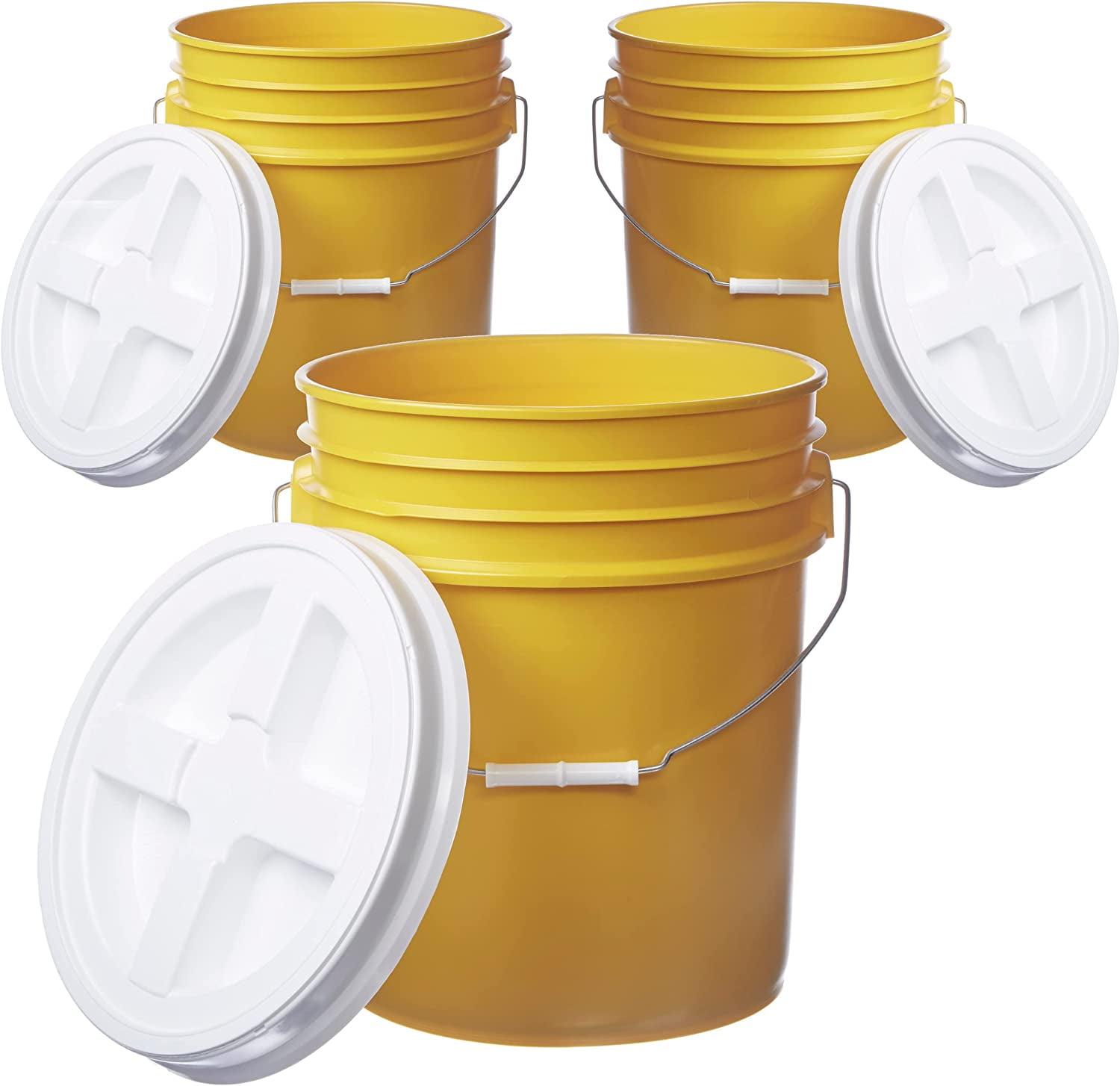 5 Gallon (3 Pack) Bucket Pail Container with Gamma Seal Lid, Food Grade