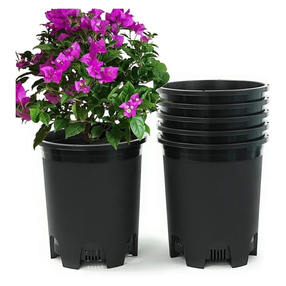5 Gallon 6-Pack Large Plant Pots Tree Pot Plastic Planters for Outdoor Indoor Plants Gardening Flower Pots with Drainage Holes