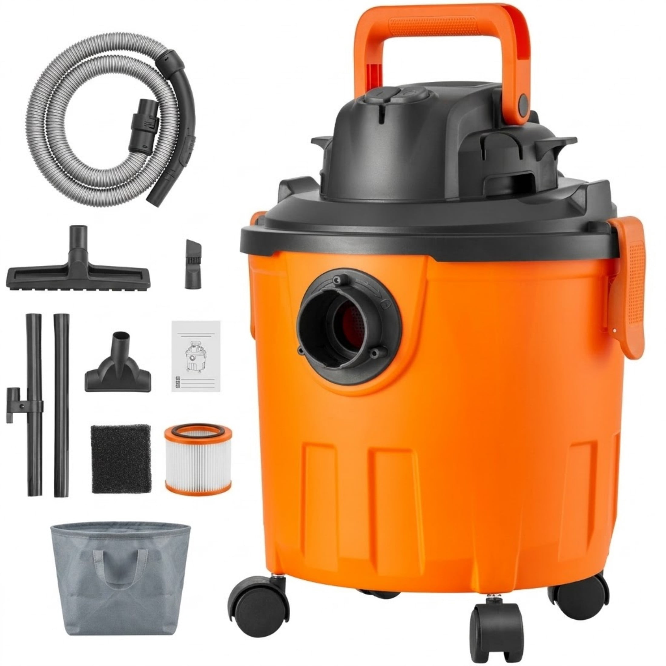 5 Gallon 6 Peak HP Shop Vacuum Wet and Dry, Portable Wet/Dry Vac with Blower Function & 2-in-1 Crevice Nozzle