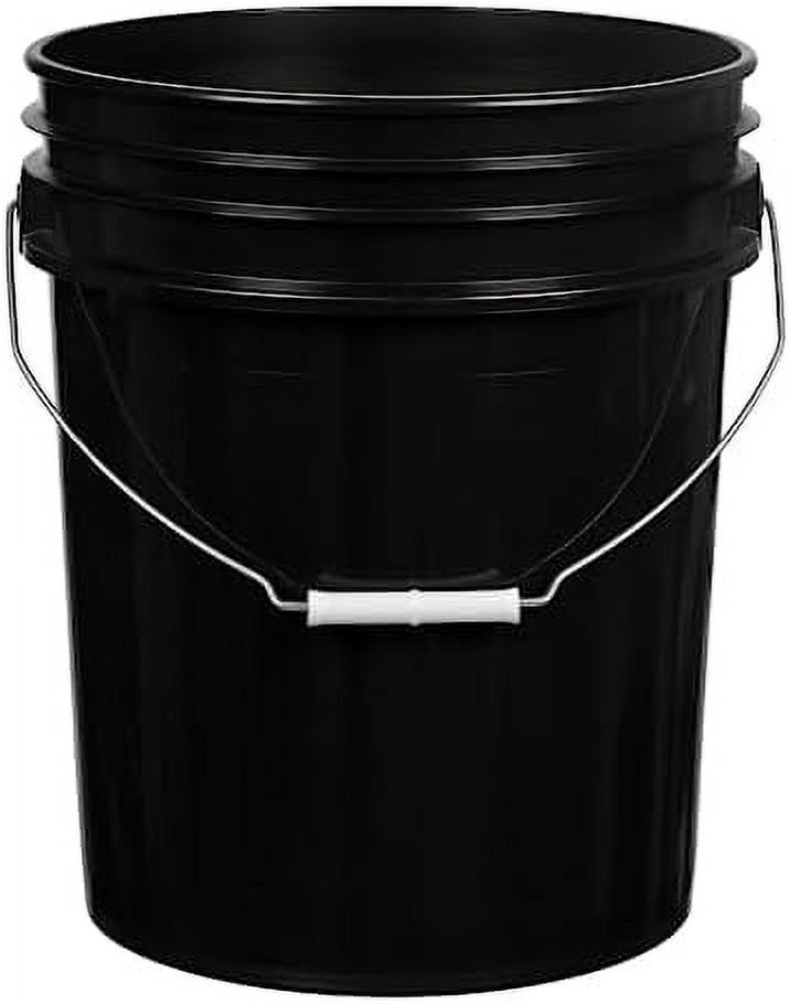 5 Gallon Black Bucket & Lid Durable 90 Mil All Purpose Pail Food