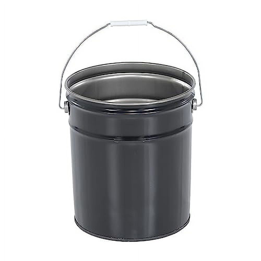 5 Gallon Black Metal Bucket, Heavy Duty Durable Steel Open Head Pail