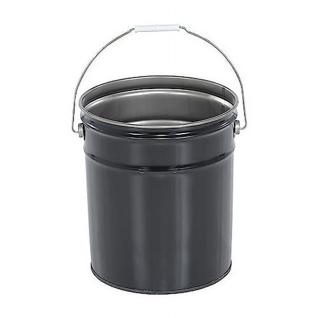 5 Gallon Black Metal Bucket, Heavy Duty Durable Steel Open Head Pail