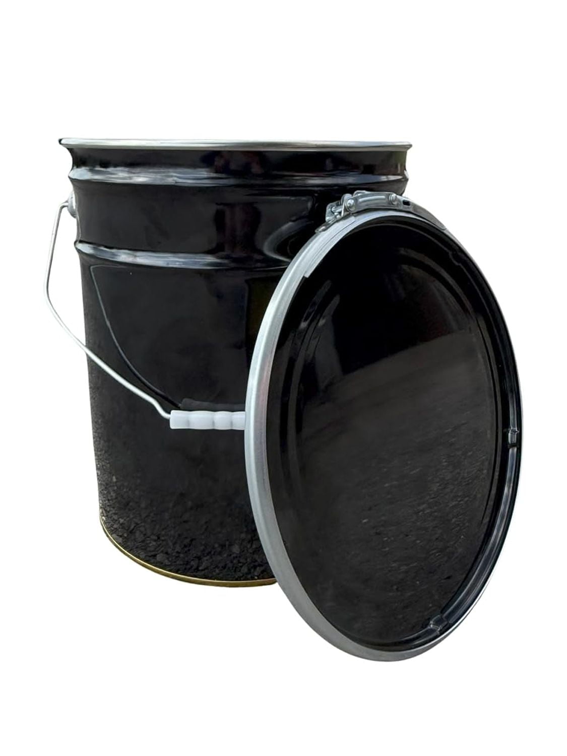 5 Gallon Black Metal Bucket & Lever Lock Pail Lid, Heavy Duty Durable