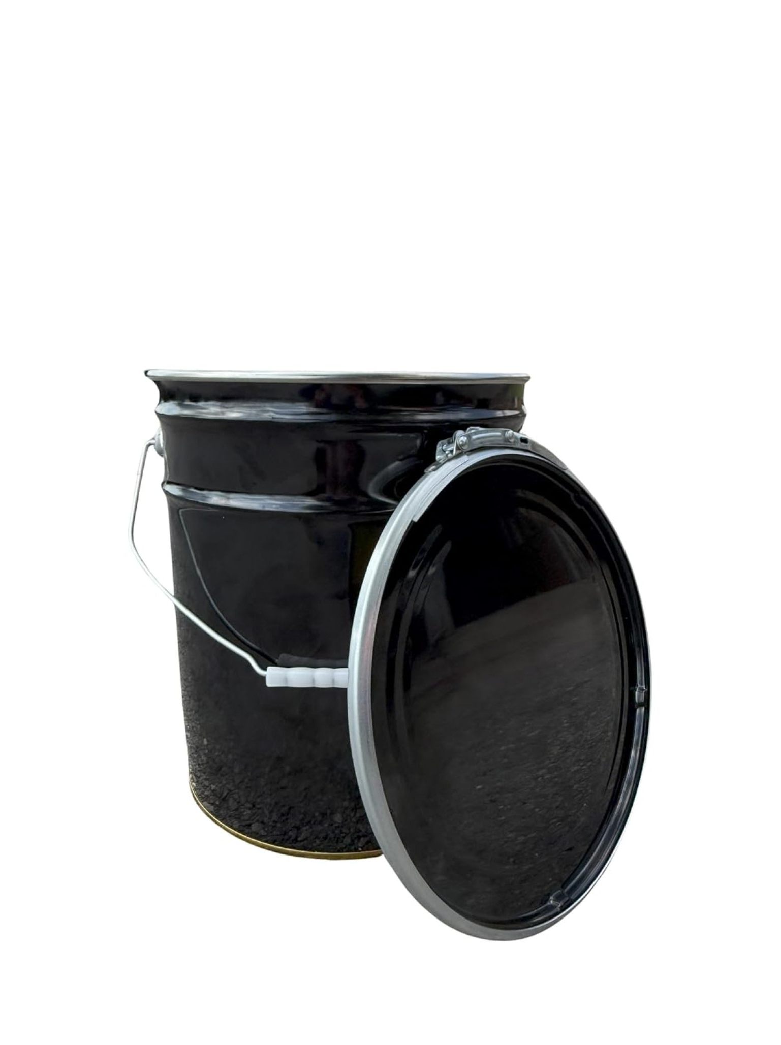 5 Gallon Black Metal Bucket & Lever Lock Pail Lid, Heavy Duty Durable