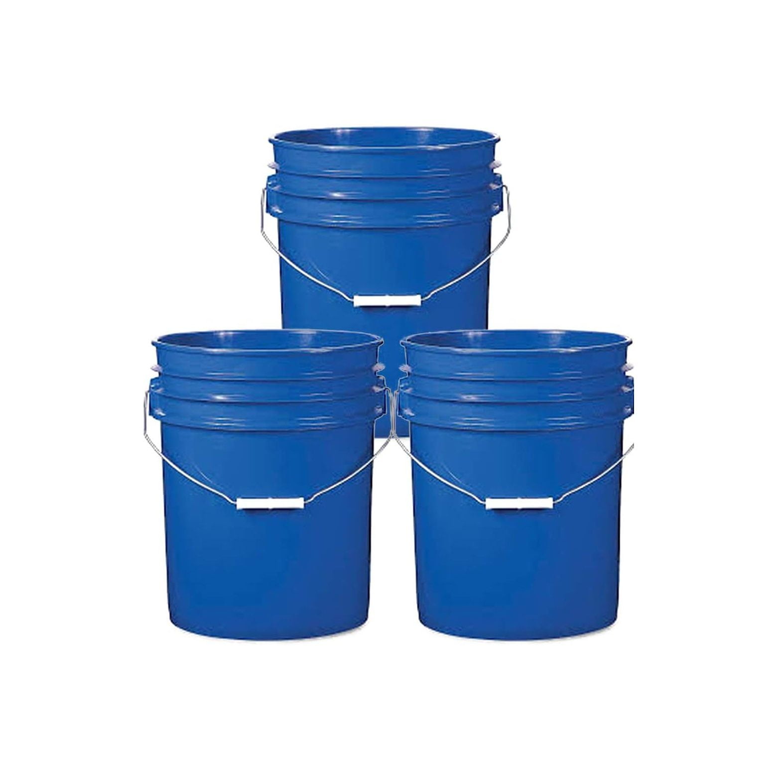 5 Gallon Blue Plastic Buckets 3 Pack HDPE Plastic Super Heavy