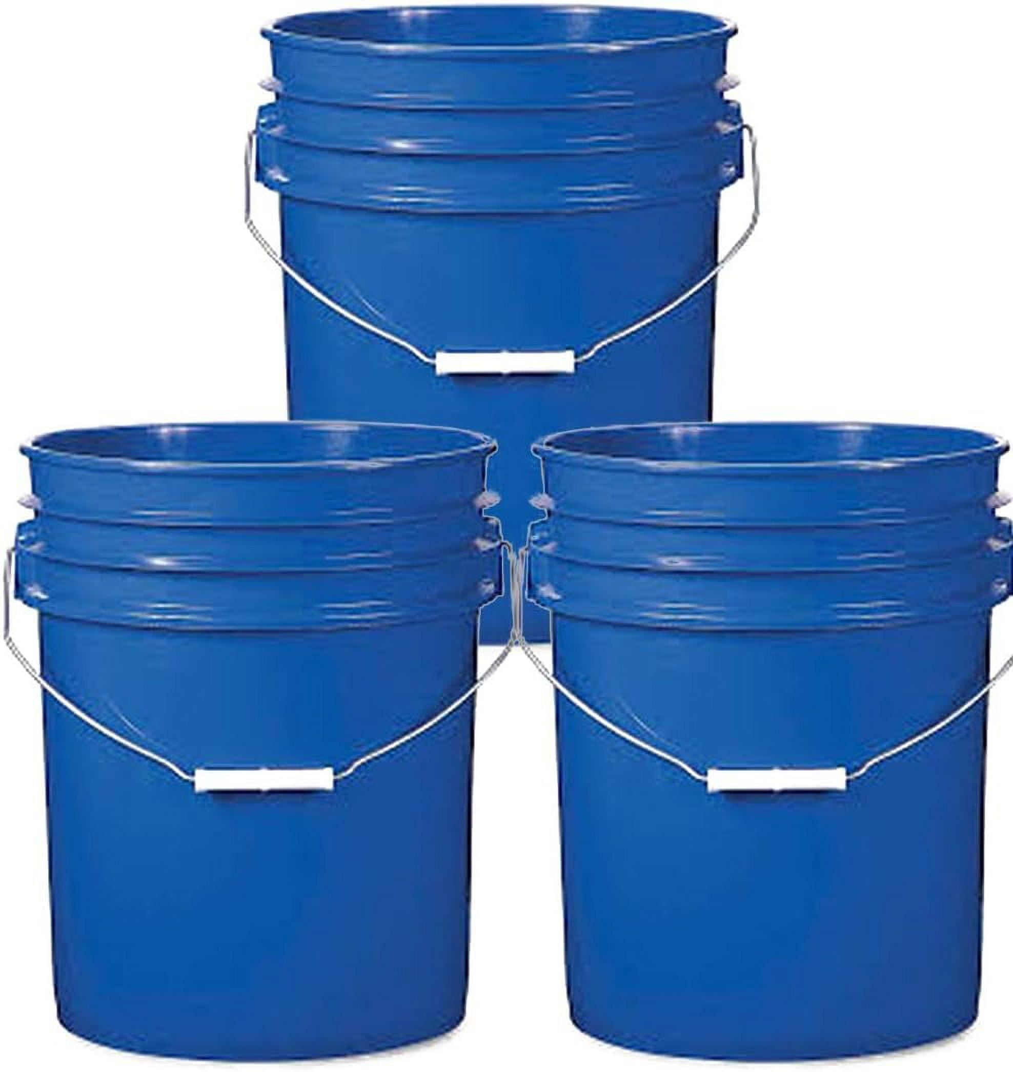 5 Gallon Blue Plastic Buckets 3 Pack HDPE Plastic Super Heavy