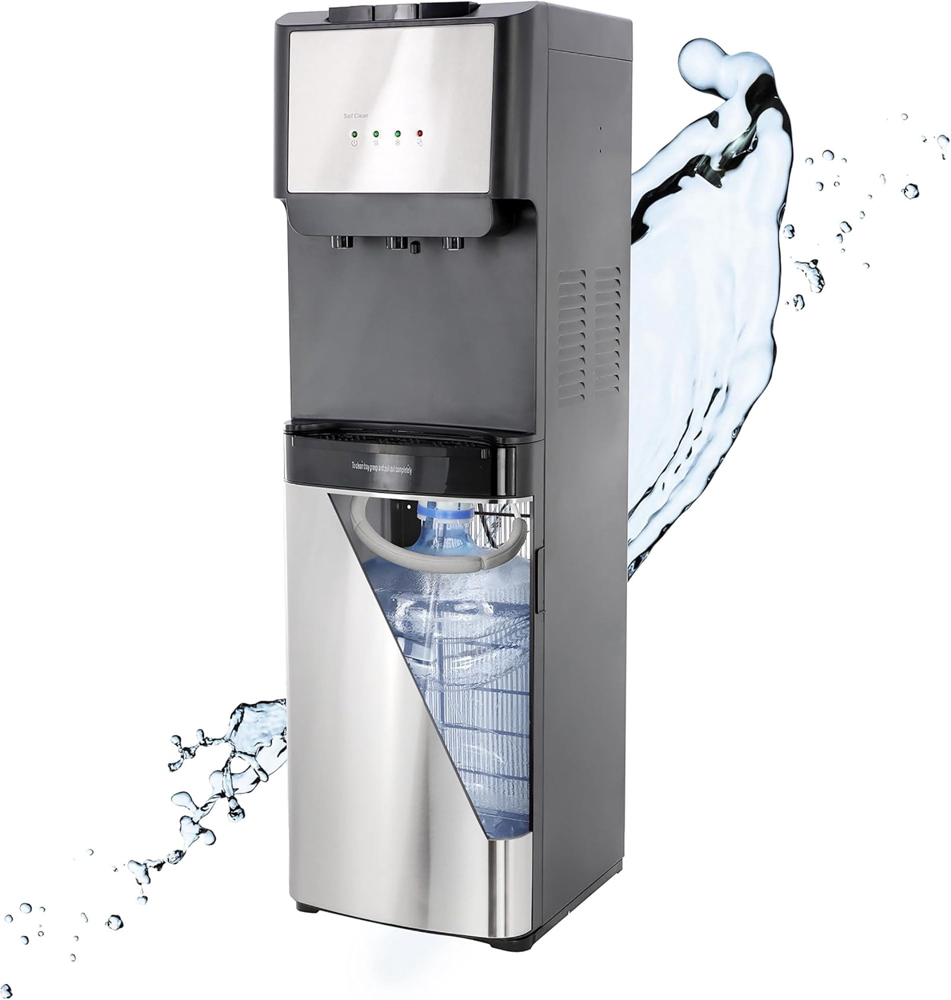 5 Gallon Bottom Load Water Dispenser with Hot, Cold & Room Temperature Settings, UV Self-Cleaning System, Child Safety Lock, Stainless Steel Water Cooler for Home and Office