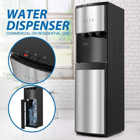 5 Gallon Bottom Loading Water Cooler Dispenser Hot/Cold/Room 3-Temperature Compressor Cooling with Child Safety Lock