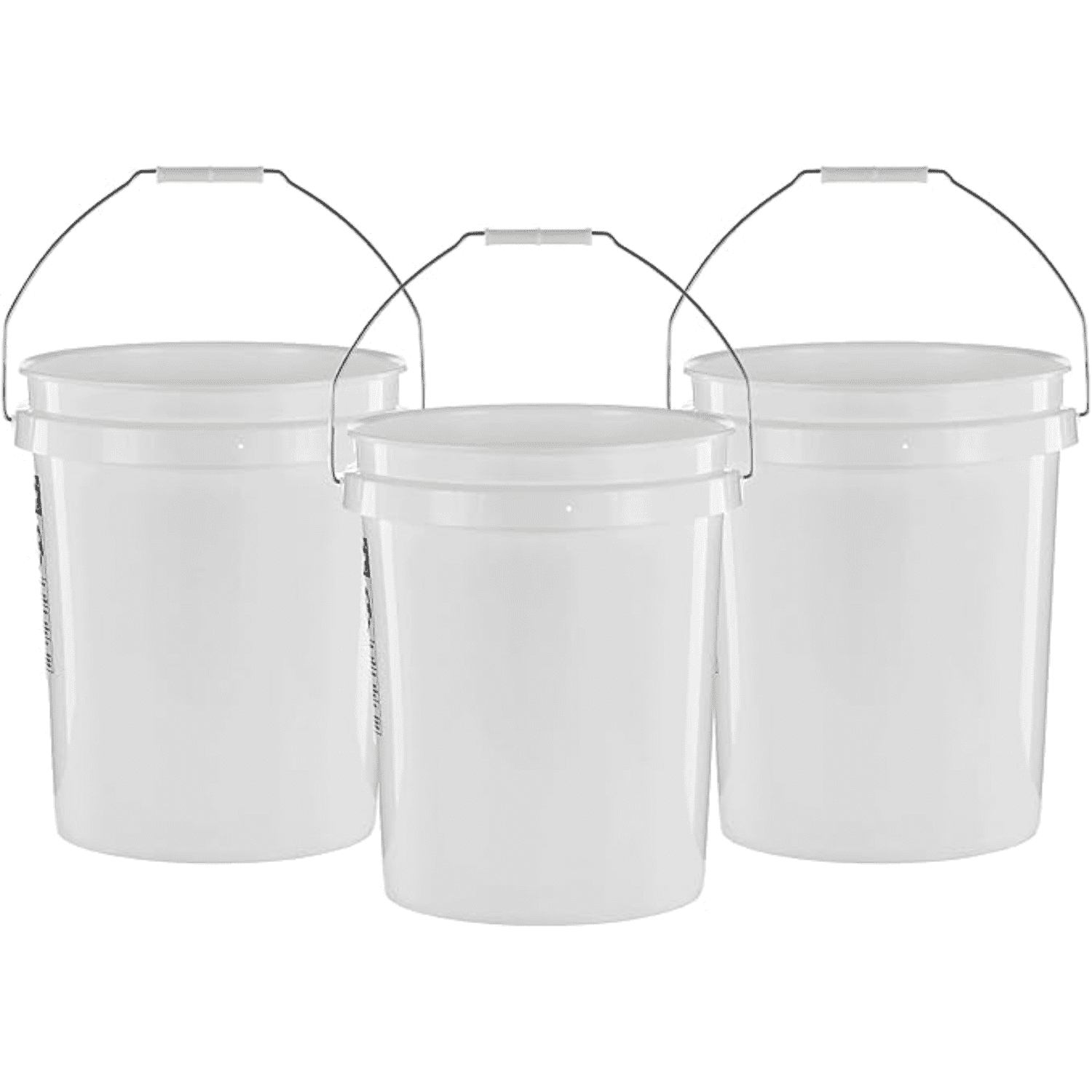 5 Gallon Bucket - 3 Pack, White, Heavy Duty BPA-Free Plastic Bucket, Comfortable Handle, Easy to Clean, Perfect for on The Job,Home Improvement,or Household Cleaning