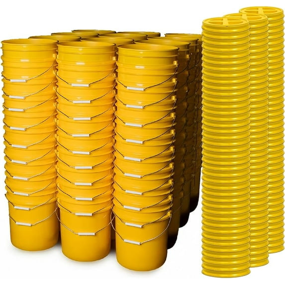 5 Gallon Bucket with Gamma Seal Airtight Lid | Made in USA | Food Grade | Heavy-Duty Premium HPDE Plastic | Durable 90 Mil All Purpose Pail | Easy Stack and Store | BPA Free, 3 Count