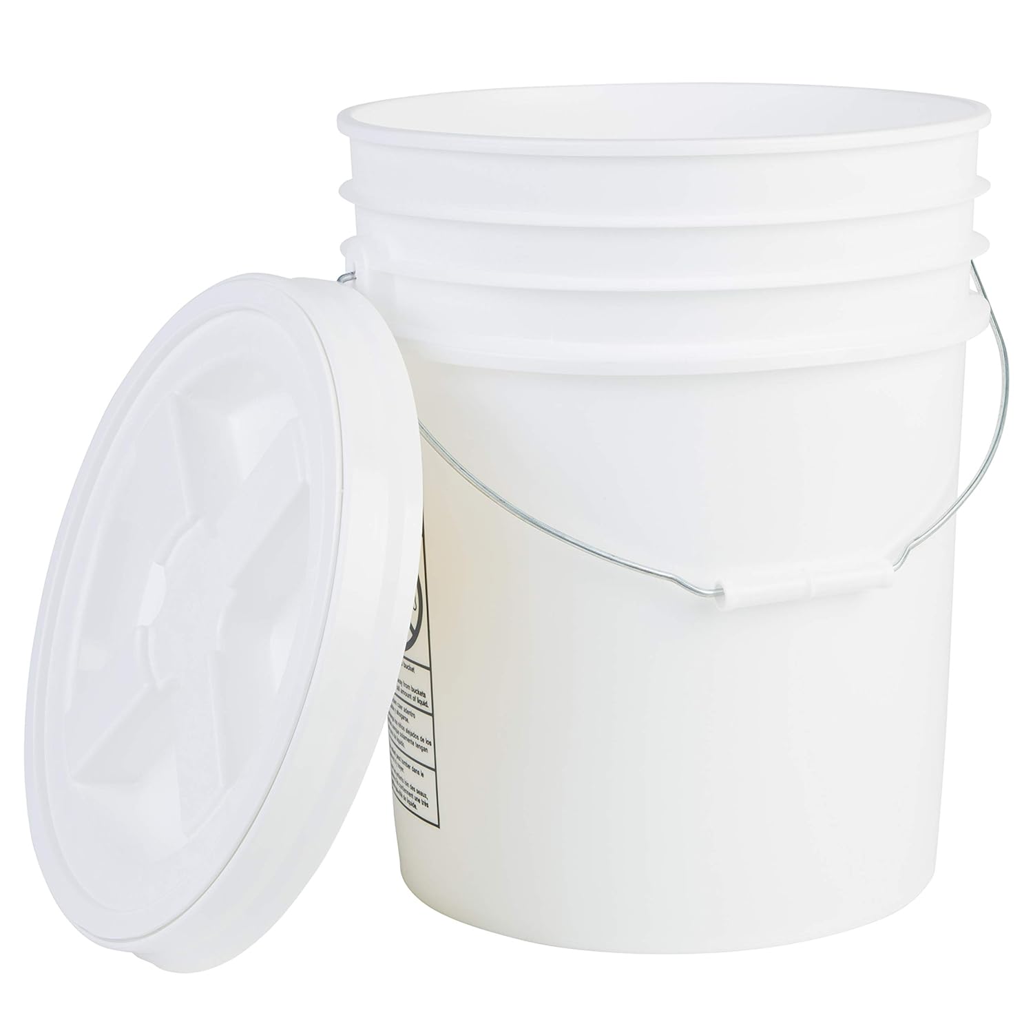5 Gallon Bucket With Gamma Seal Lid, HDPE, White