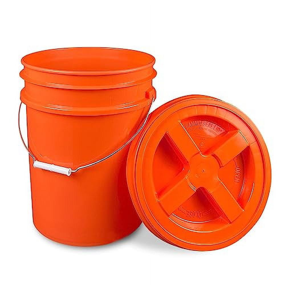 5 Gallon Bucket With Gamma Seal On Airtight Lid, Set Of 5, Food Grade