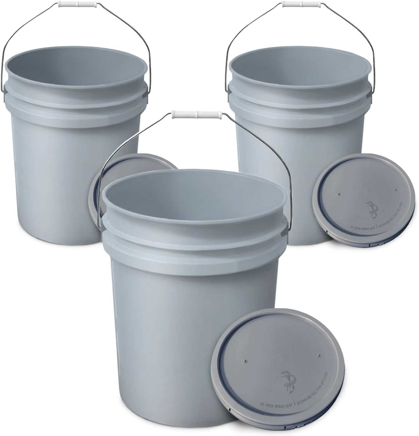5 Gallon Bucket With Lid Grey Metal Handles With Plastic Grip