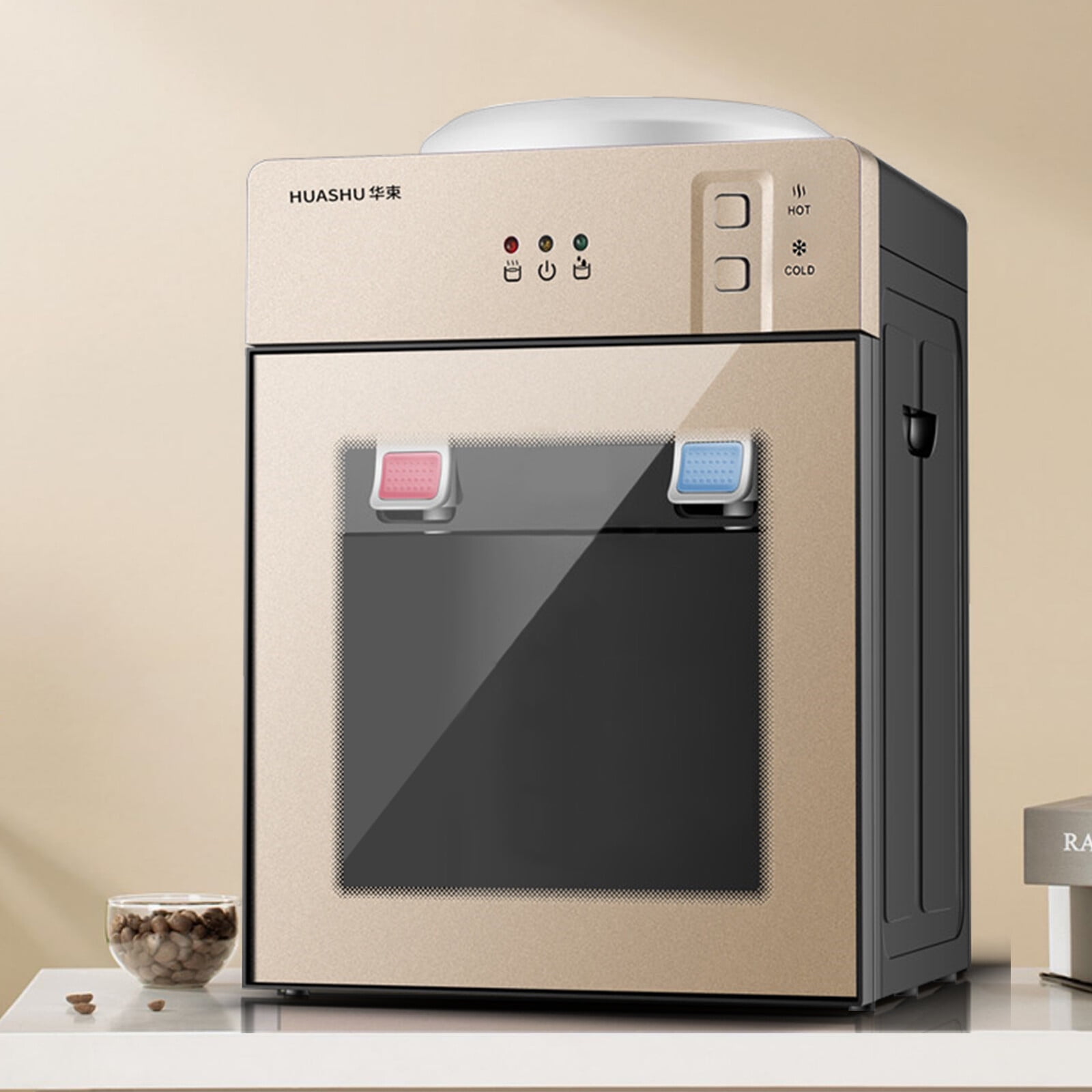 5 Gallon Champagne Gold Top Loading Countertop Water Cooler Dispenser Hot Cold Water Style Water Dispenser