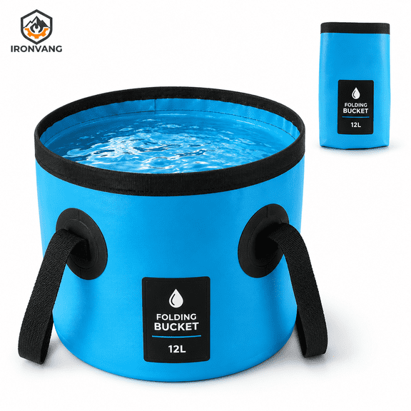 5 Gallon Collapsible Bucket, 20L Foldable Water Bucket with Reinforced Handles, Portable PVC Camping Wash Basin for Car Wash, Fishing, Gardening, RV, Beach, Cleaning and Emergency Water Storage