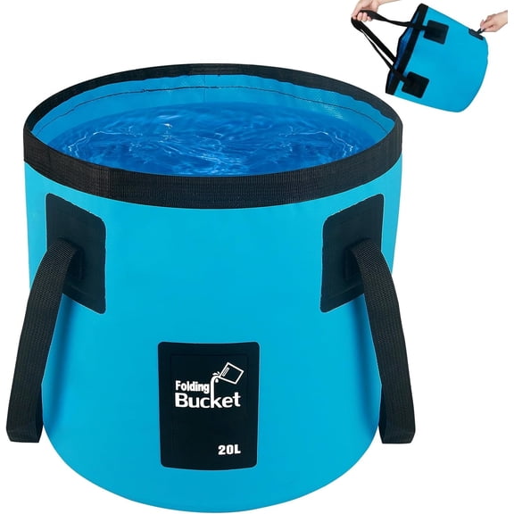 5 Gallon Collapsible Bucket with Handle,Car Wash Bucket Foldable Water Storage Container for Camping Fishing Beach Gardening, Portable Laundry Wash Basin for RV Cleaning Supplies Swamp Emergency Prep
