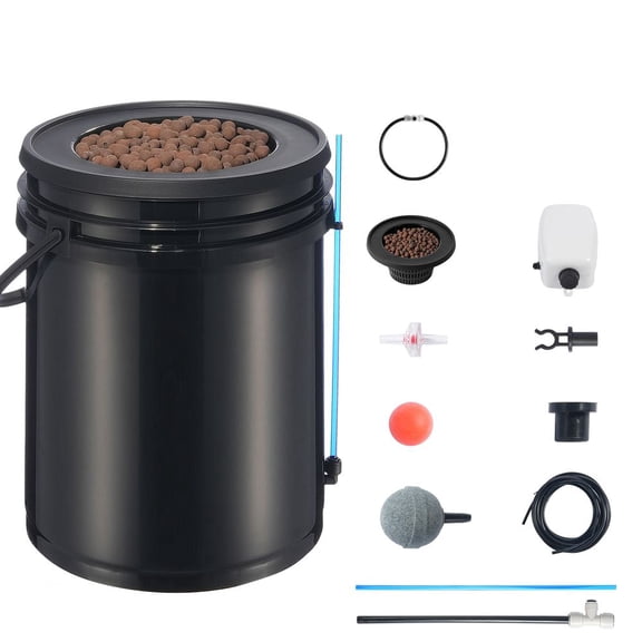 5 Gallon DWC Hydroponic Grow System, Top Drip Irrigation Planting Bucket, Complete Deep Water Culture Kit with Air Pump for Vegetables Fruits Flowers
