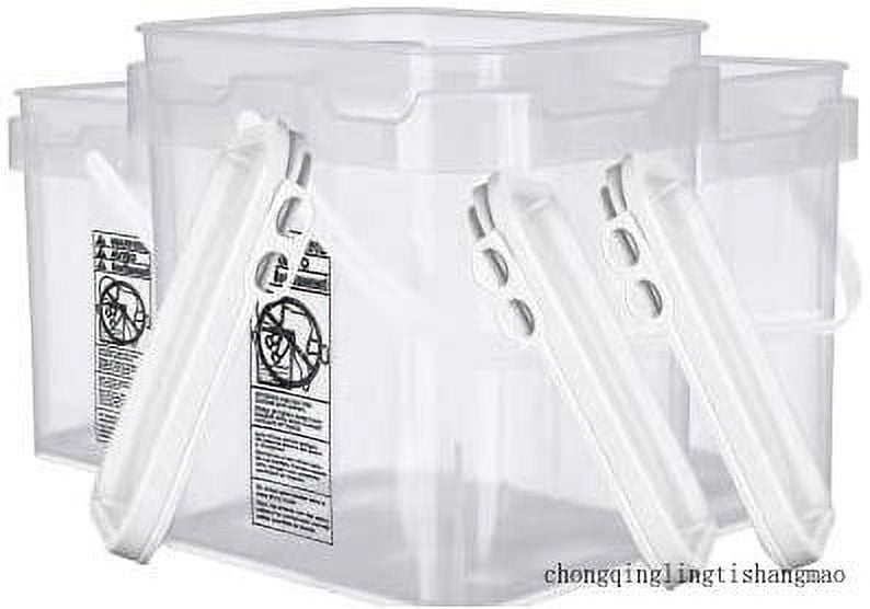 5 Gallon Food Grade Plastic Square Clear Bucket Pail With Lid Container  (Pack Of 3) Made In USA- BPA Free 