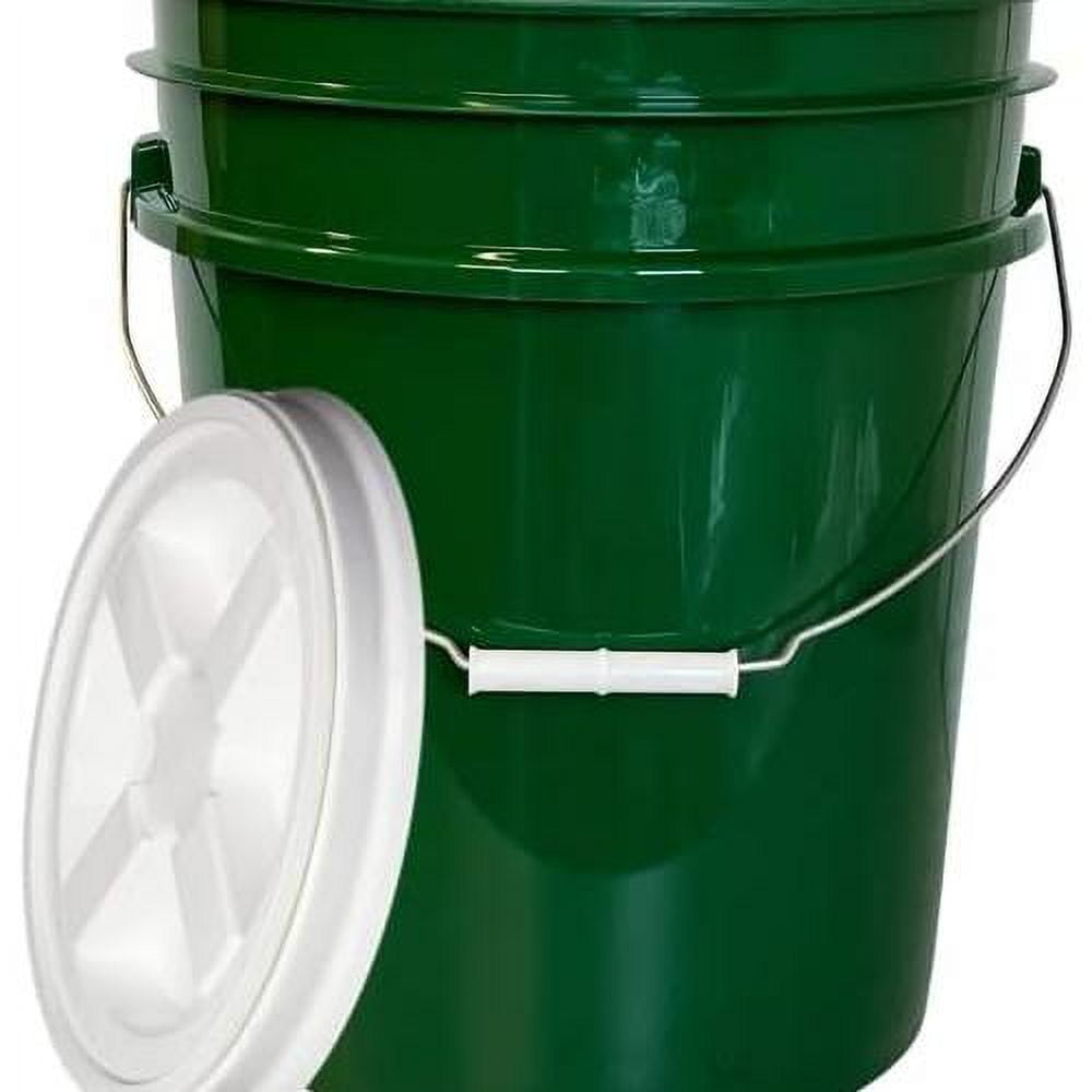 5 Gallon Green Food Grade Bucket With White Screw On Air Tight Lid BPA Made In Pail