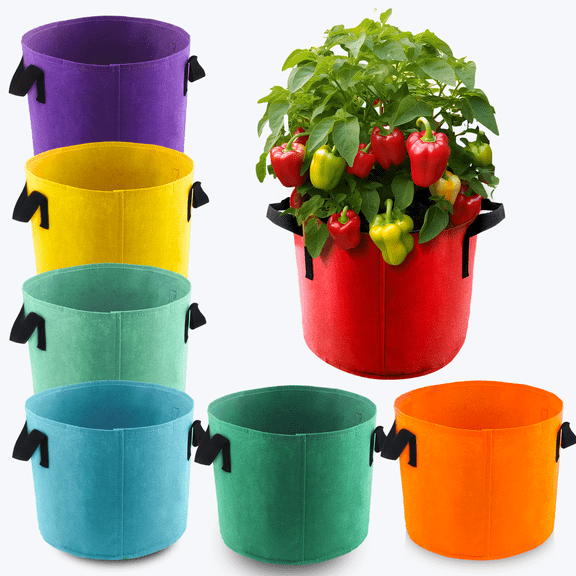 5 Gallon Grow Bags, 7 Pack Colorful Fabric Plant Pots with Handles for Garden and Outdoor Planting