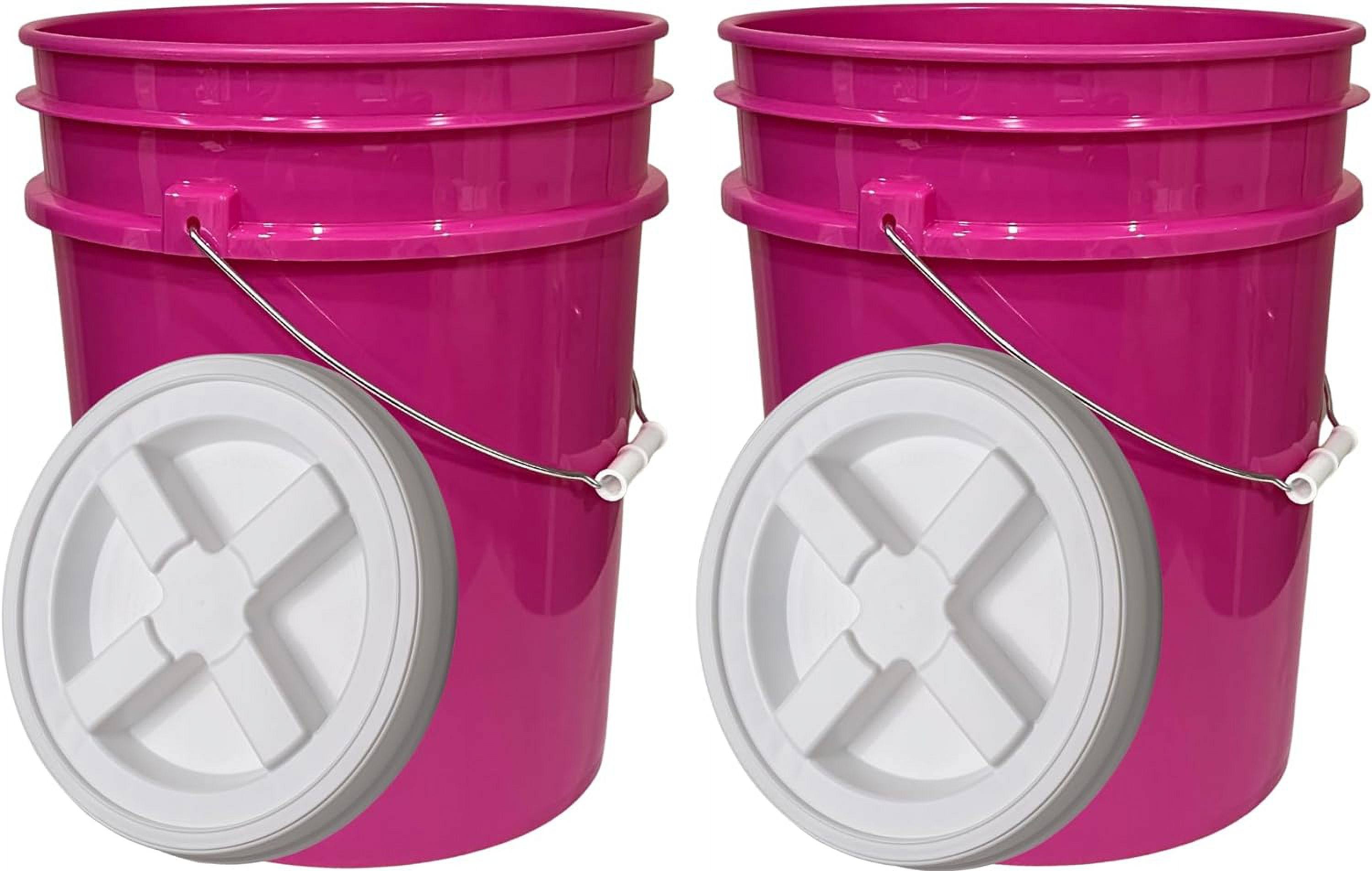 5 Gallon Magenta Food Grade Bucket With Screw On Lid Pack Of 2 Made