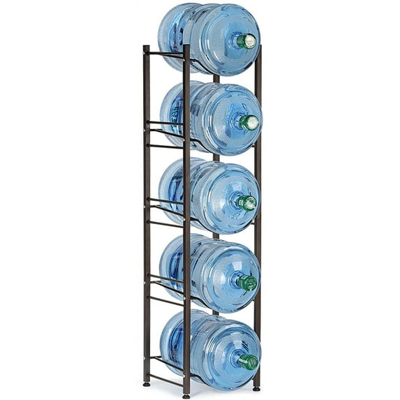 5 Gallon Metal Water Jug Holder Storage Rack, 5 Tiers, Dark Brown