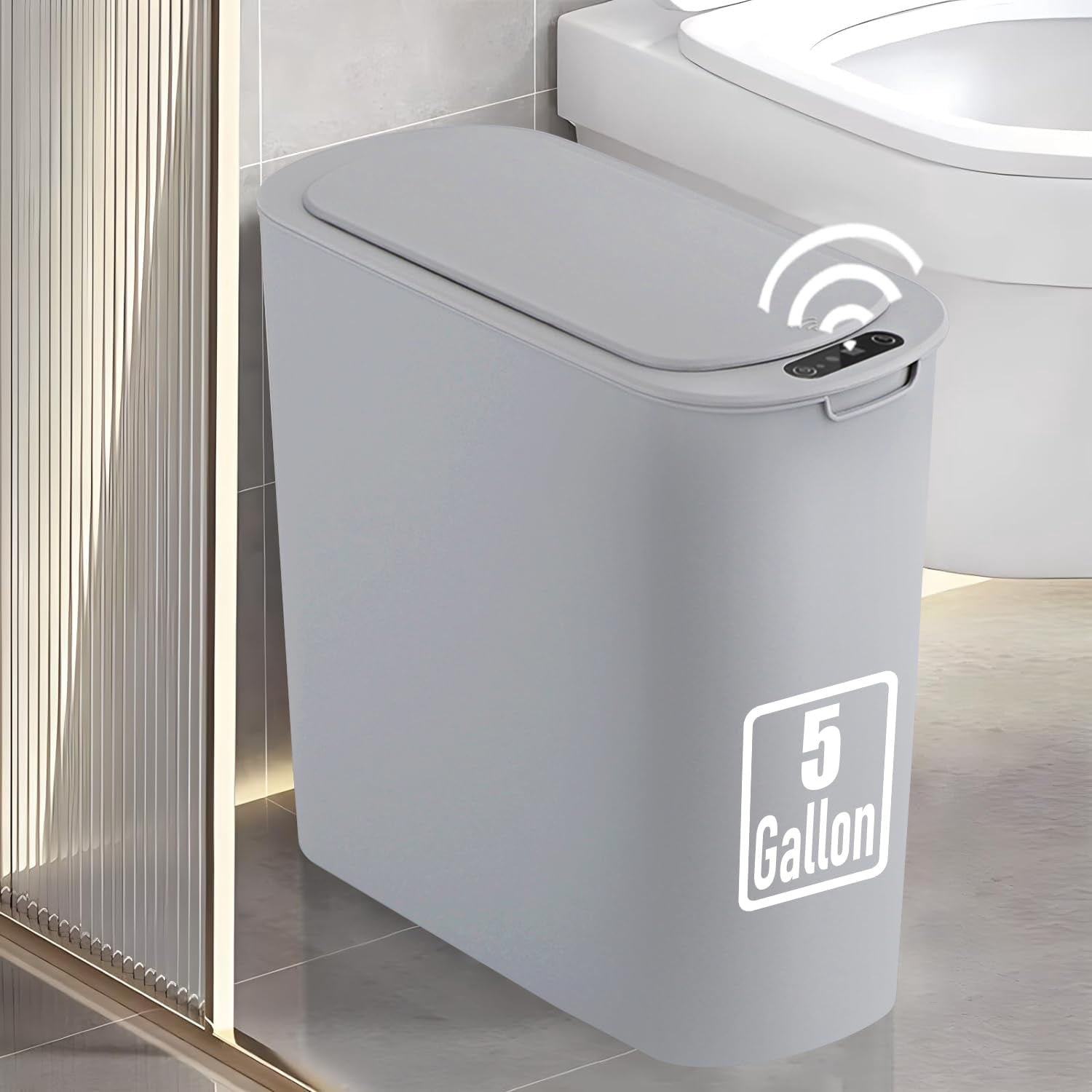 5 Gallon Motion Senor Bathroom Trash Can with Lid, Automatic Garbage ...