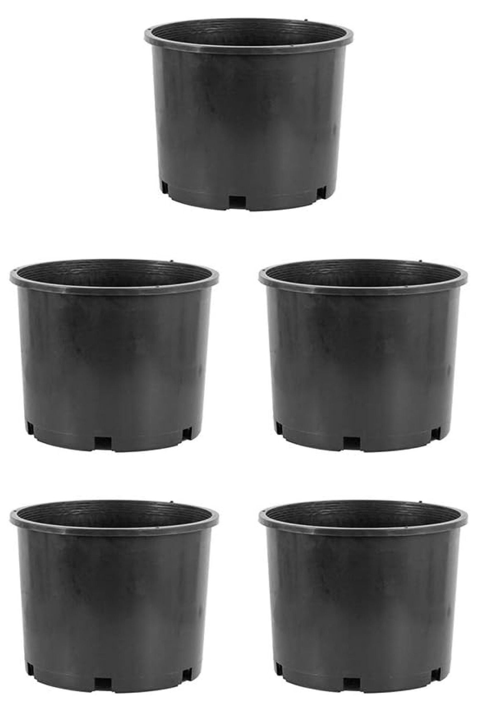 5 Gallon Nursery Pots (5-Pack) - Pro Cal Plastic Plant Pots - Wide Rim ...
