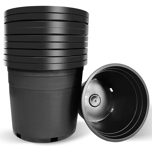 5 Gallon Nursery Pots Plastic Container Injection Molded Pot for Plants Flexible with Drainage Holes Suitable for Plants Soil Growers or Hydroponics Black 10 Pcs