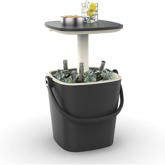 5 Gallon Outdoor Cooler Table, Portable Beer and Wine Cooler Bar with Pop-Up Table, Patio Ice Bucket for Beach, Patio, and Party Fun