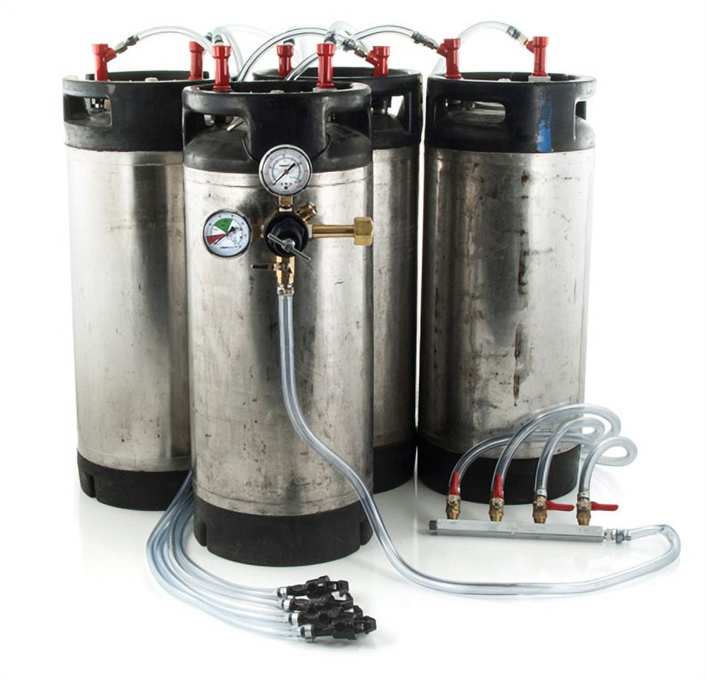 5 Gallon Pin Lock Keg System w/Picnic Taps, 4 USED Kegs (9)